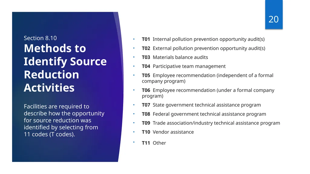 Reporting Source Reduction to the Toxics Release - slide 20 of 36