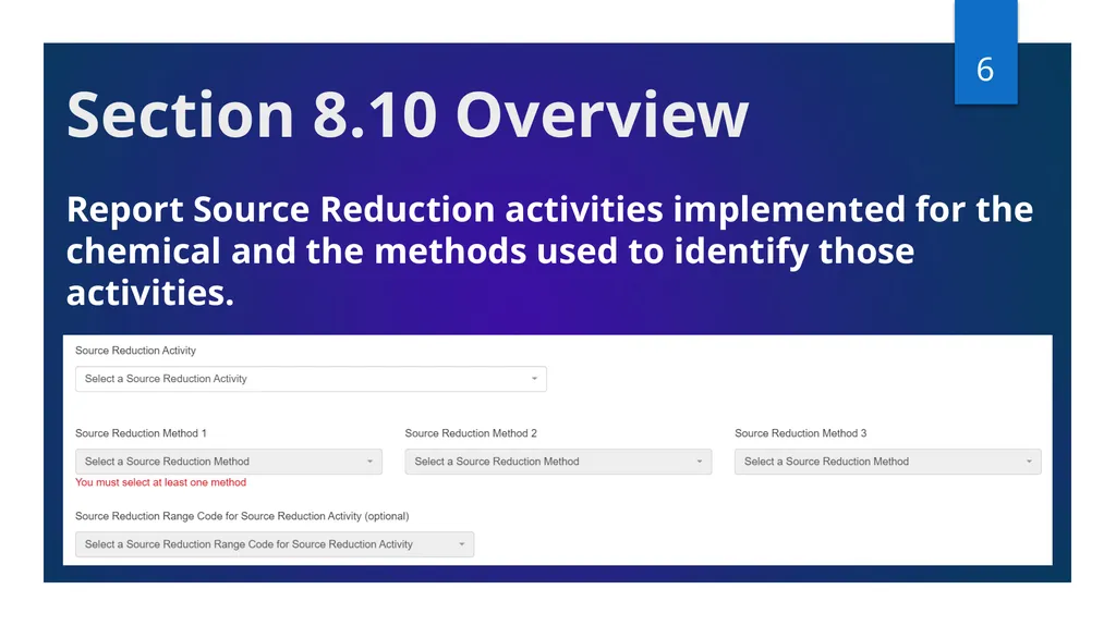 Reporting Source Reduction to the Toxics Release - slide 6 of 36