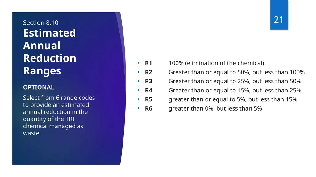 Reporting Source Reduction to the Toxics Release - slide 21 of 36