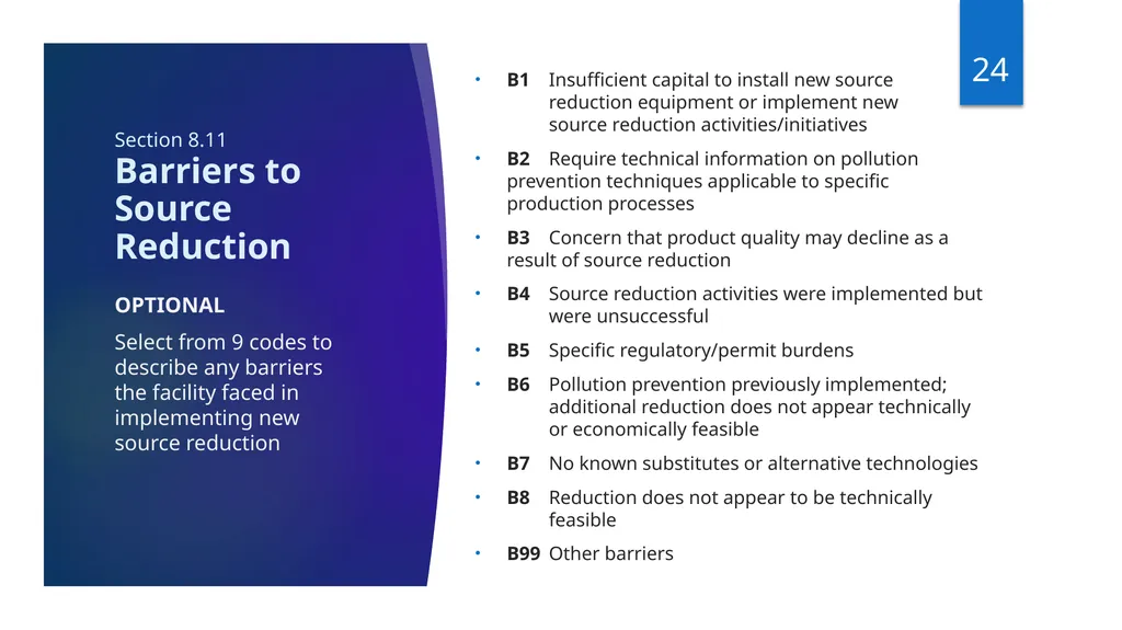 Reporting Source Reduction to the Toxics Release - slide 24 of 36