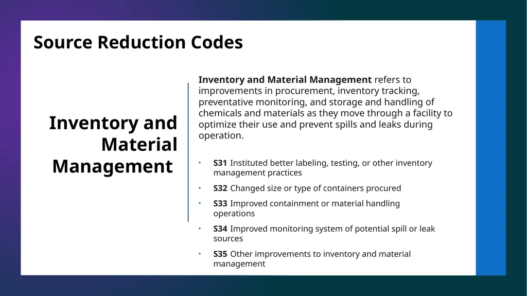 Reporting Source Reduction to the Toxics Release - slide 15 of 36