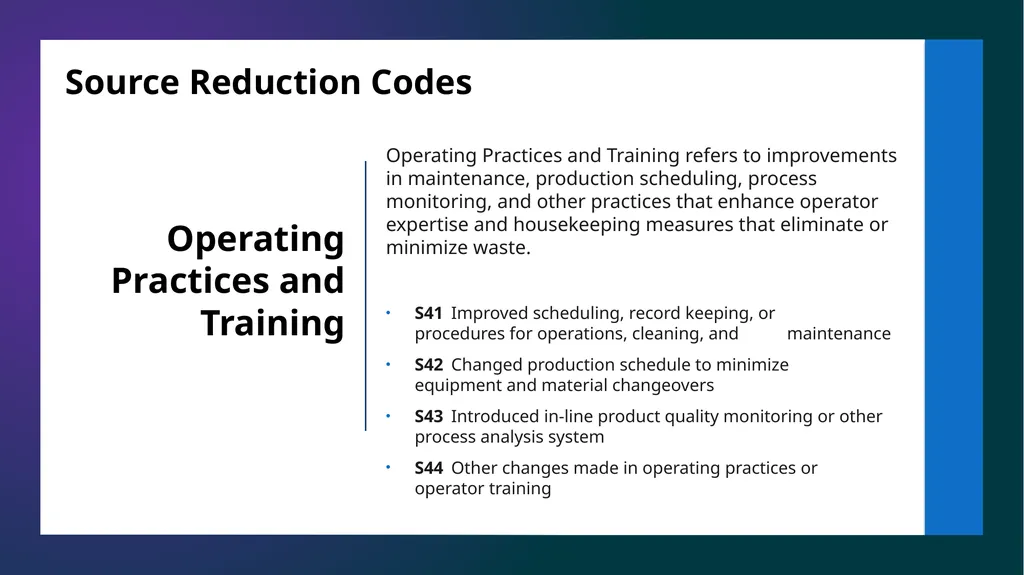 Reporting Source Reduction to the Toxics Release - slide 17 of 36