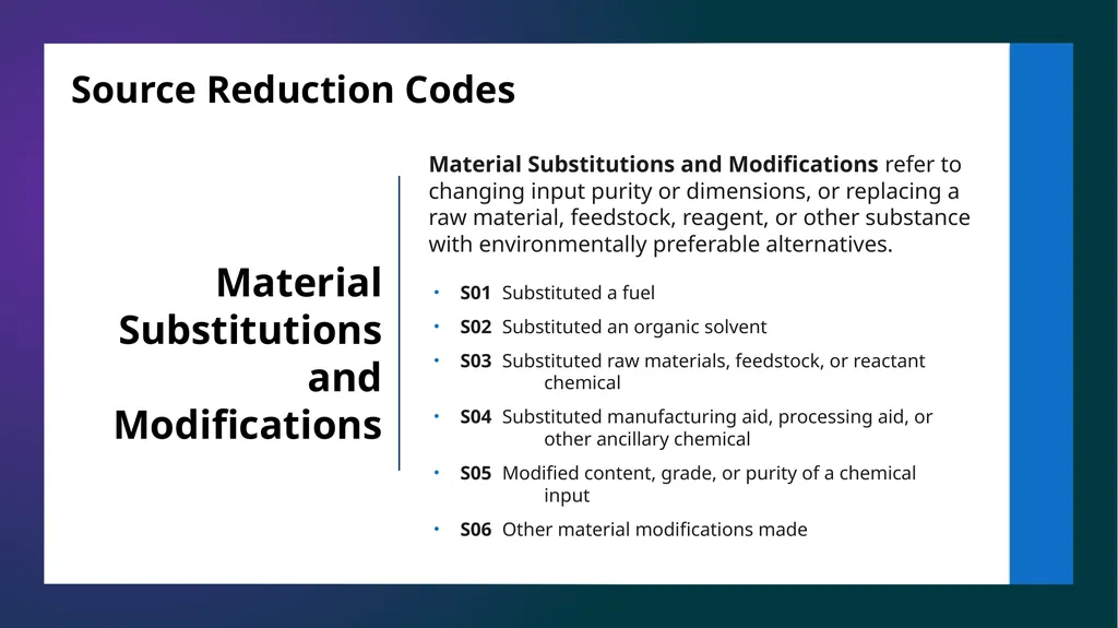 Reporting Source Reduction to the Toxics Release - slide 9 of 36