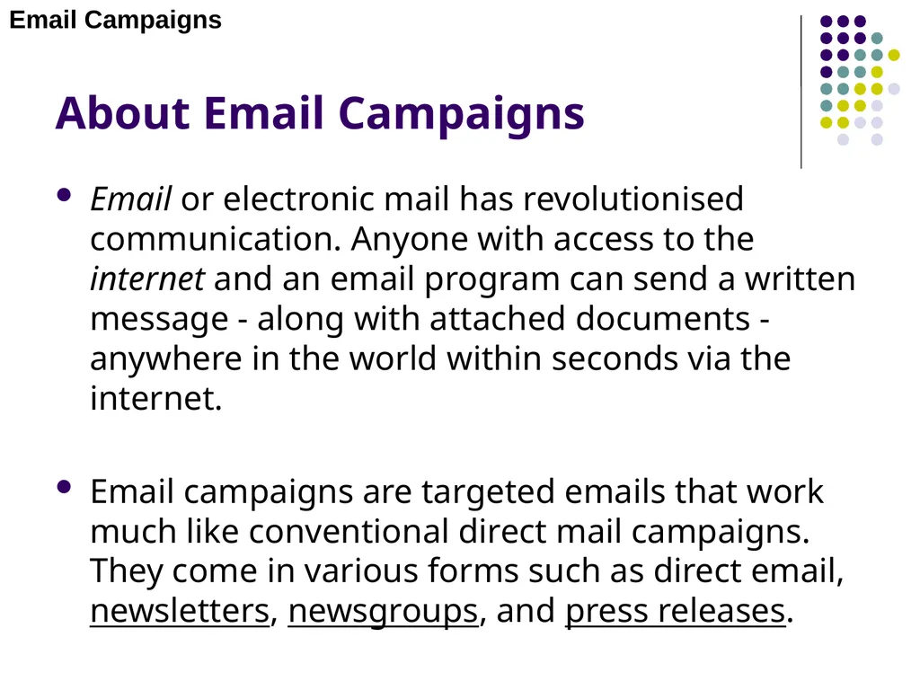 E-MARKETING (INTERNET MARKETING) Chapter – 4 Email - slide 2 of 25