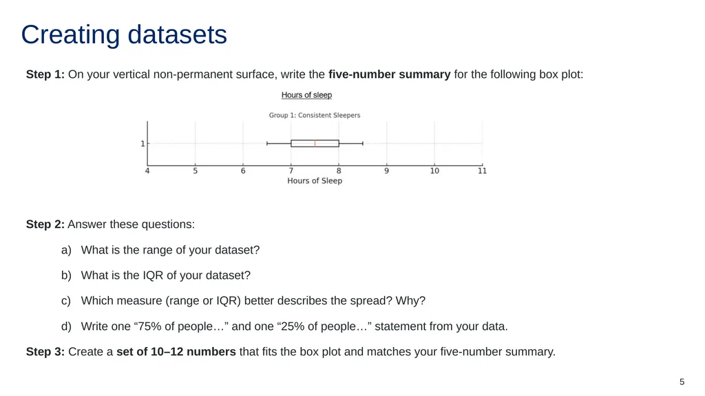 Interpreting box plots Mathematics Standard – - slide 5 of 13