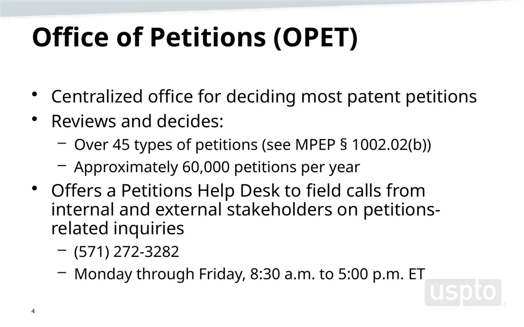 Opening USPTO logo slide USPTO Hour: Updates on - slide 4 of 35