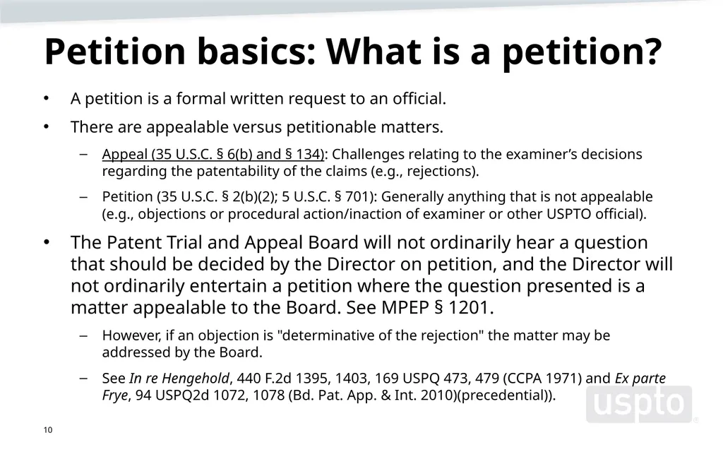 Opening USPTO logo slide USPTO Hour: Updates on - slide 10 of 35
