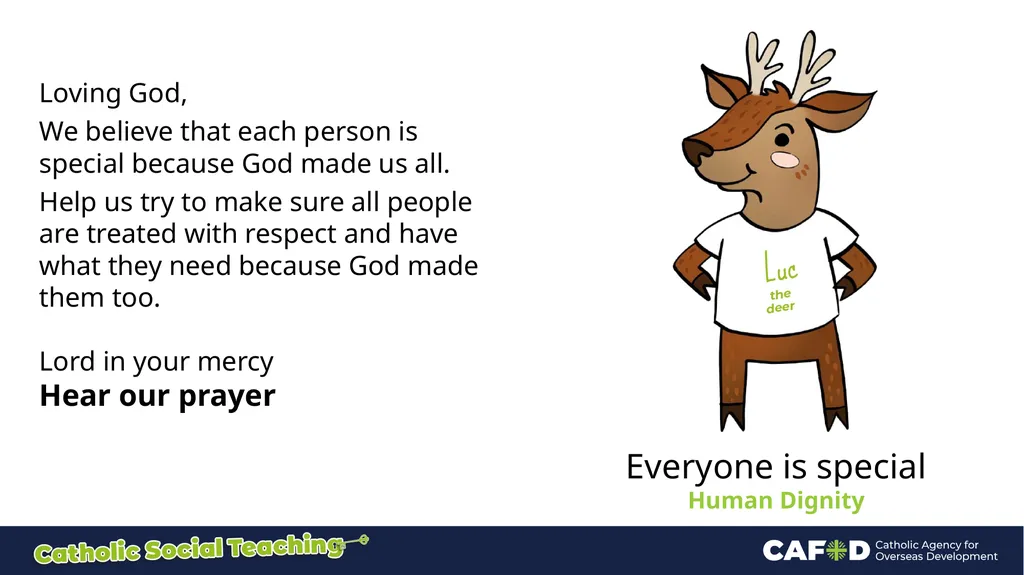 Catholic Social Teaching prayers for Primary - slide 3 of 19