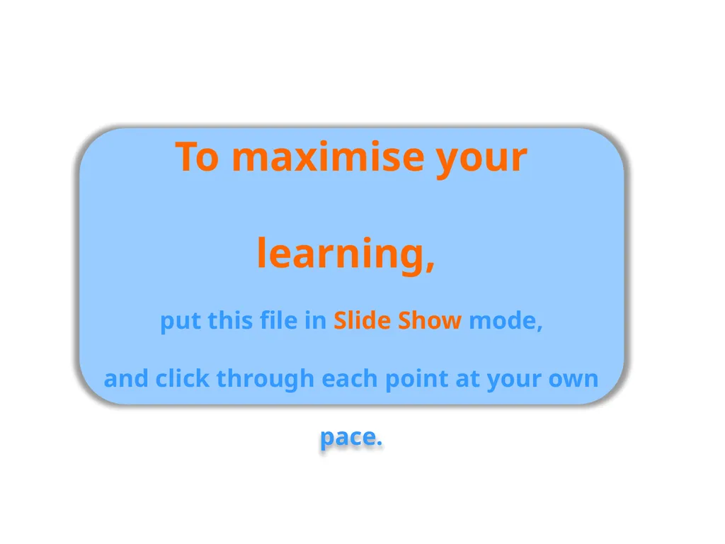 To maximise your learning, put this file in Slide - slide 1 of 11