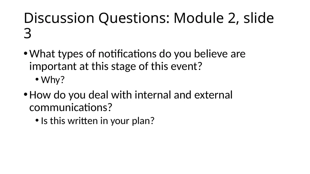 How to use the Tabletop Exercise PowerPoint - slide 34 of 51