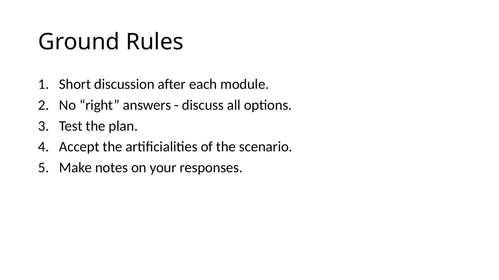 How to use the Tabletop Exercise PowerPoint - slide 9 of 51