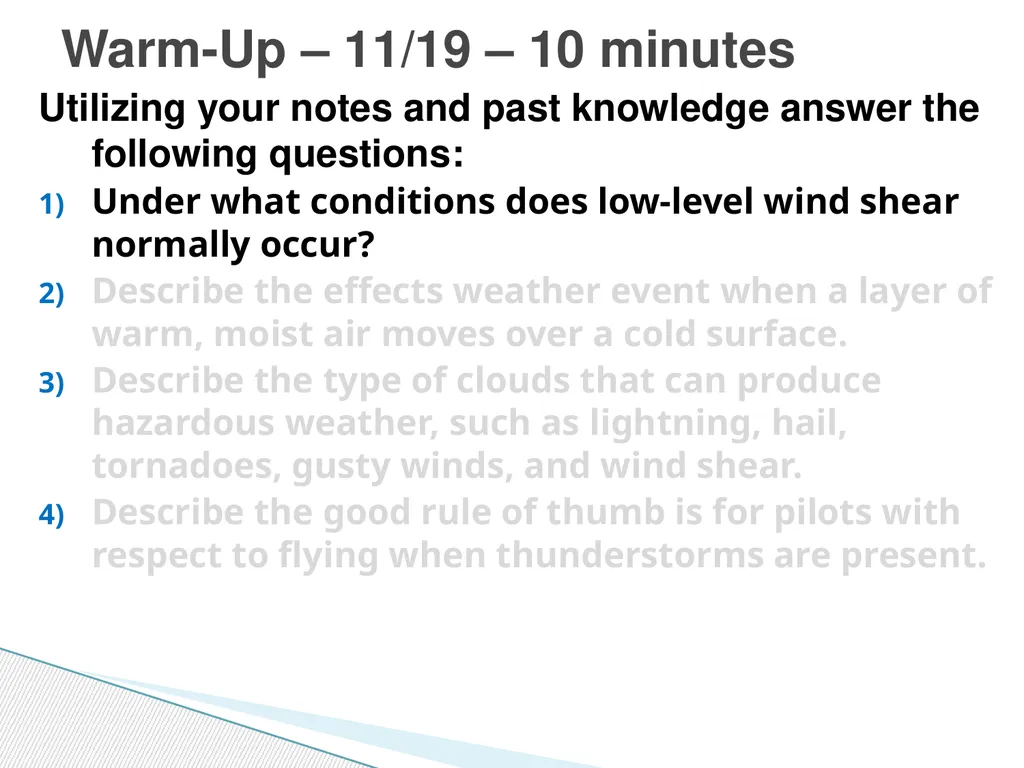 Utilizing your notes and past knowledge answer the - slide 3 of 30