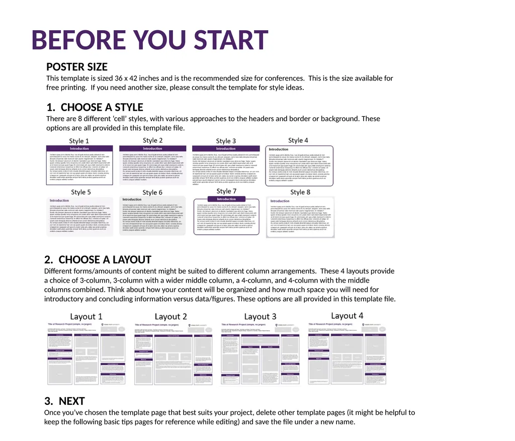 BEFORE YOU START POSTER SIZE This template is - slide 1 of 47