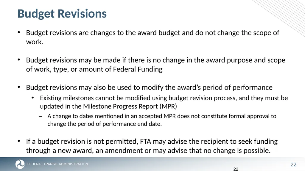 FTA Post Award Activities November 1, 2023 - slide 22 of 46