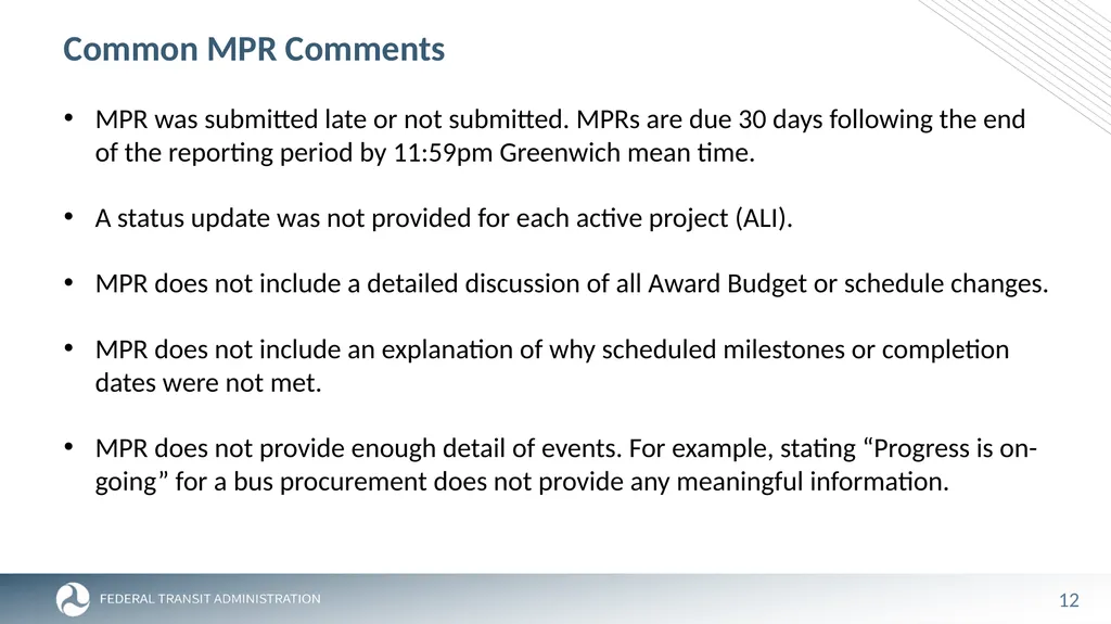 FTA Post Award Activities November 1, 2023 - slide 12 of 46