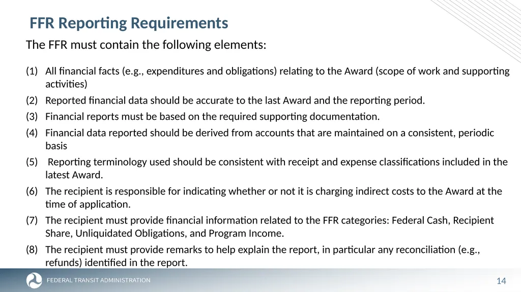 FTA Post Award Activities November 1, 2023 - slide 14 of 46