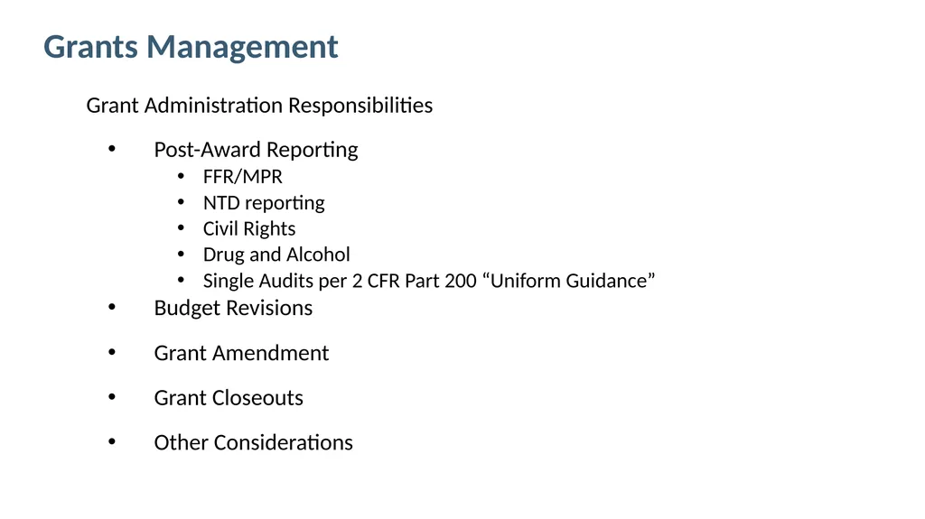 FTA Post Award Activities November 1, 2023 - slide 4 of 46