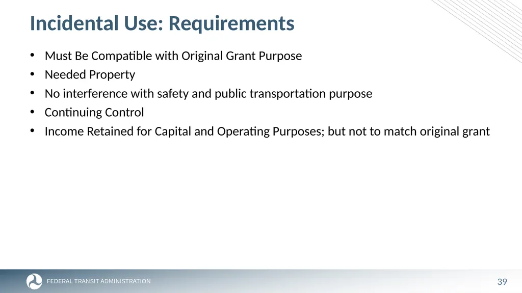 FTA Post Award Activities November 1, 2023 - slide 39 of 46
