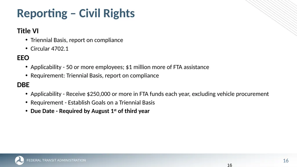 FTA Post Award Activities November 1, 2023 - slide 16 of 46