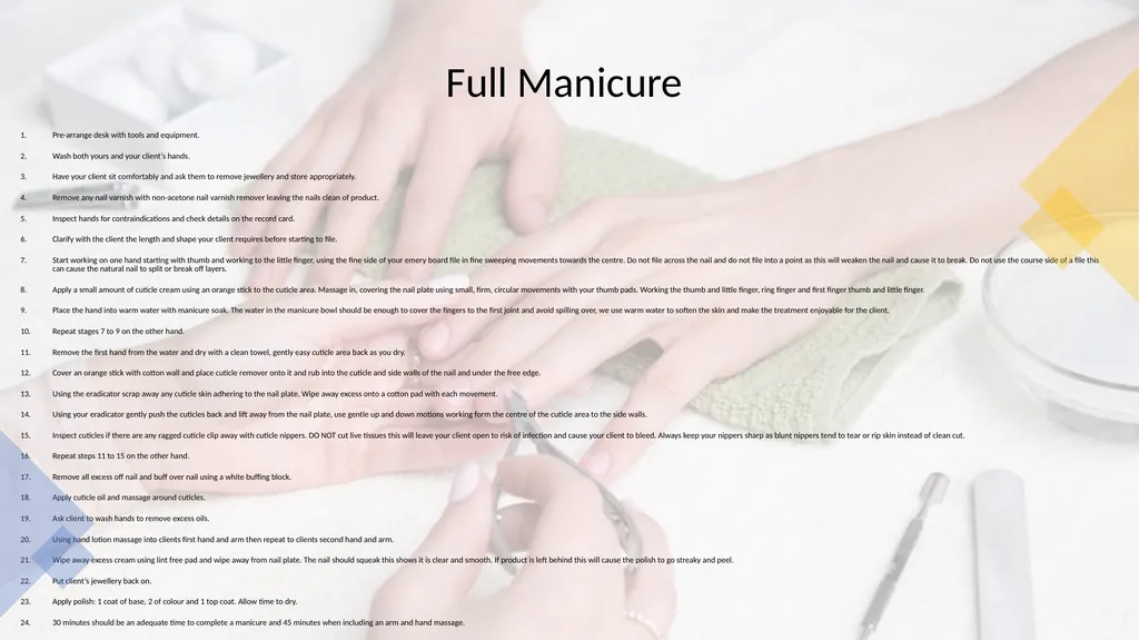 Manicure & Pedicure Introduction Manicure & - slide 28 of 40