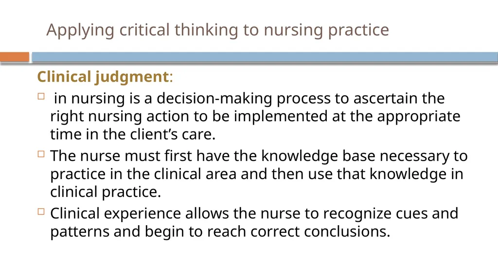 Critical Thinking and Clinical Reasoning Chapter - slide 18 of 36
