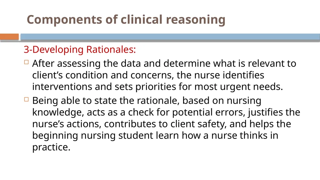Critical Thinking and Clinical Reasoning Chapter - slide 22 of 36