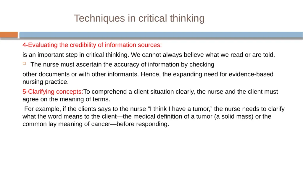 Critical Thinking and Clinical Reasoning Chapter - slide 12 of 36