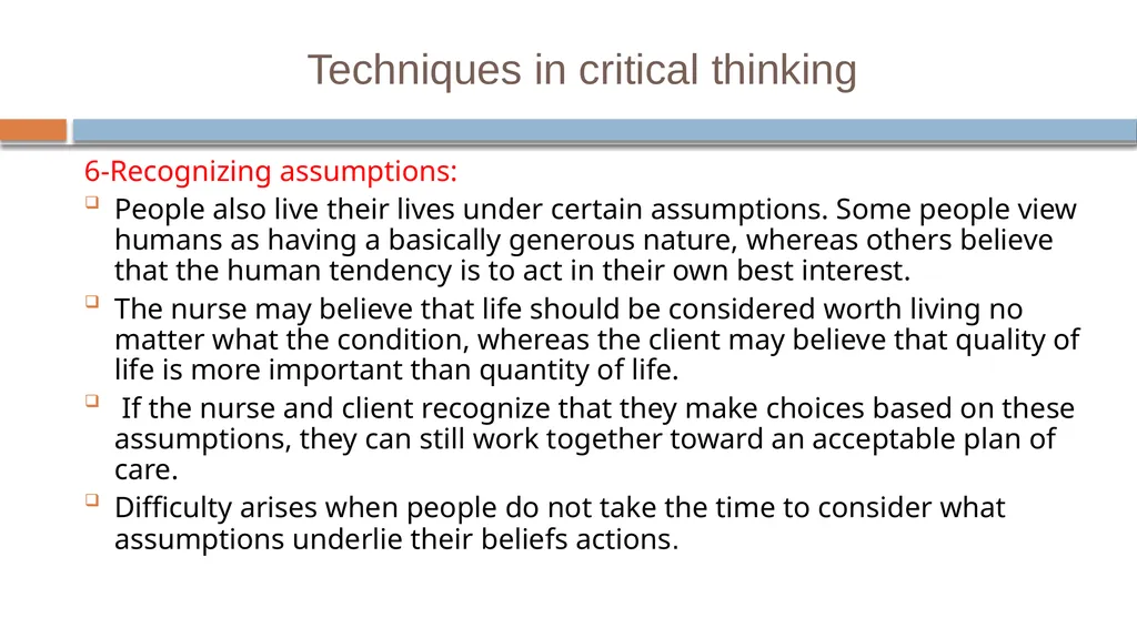 Critical Thinking and Clinical Reasoning Chapter - slide 13 of 36