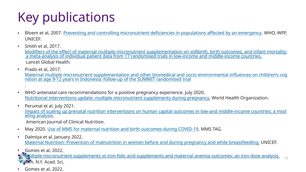 Advancing Multiple Micronutrient Supplementation 1 - slide 57 of 59