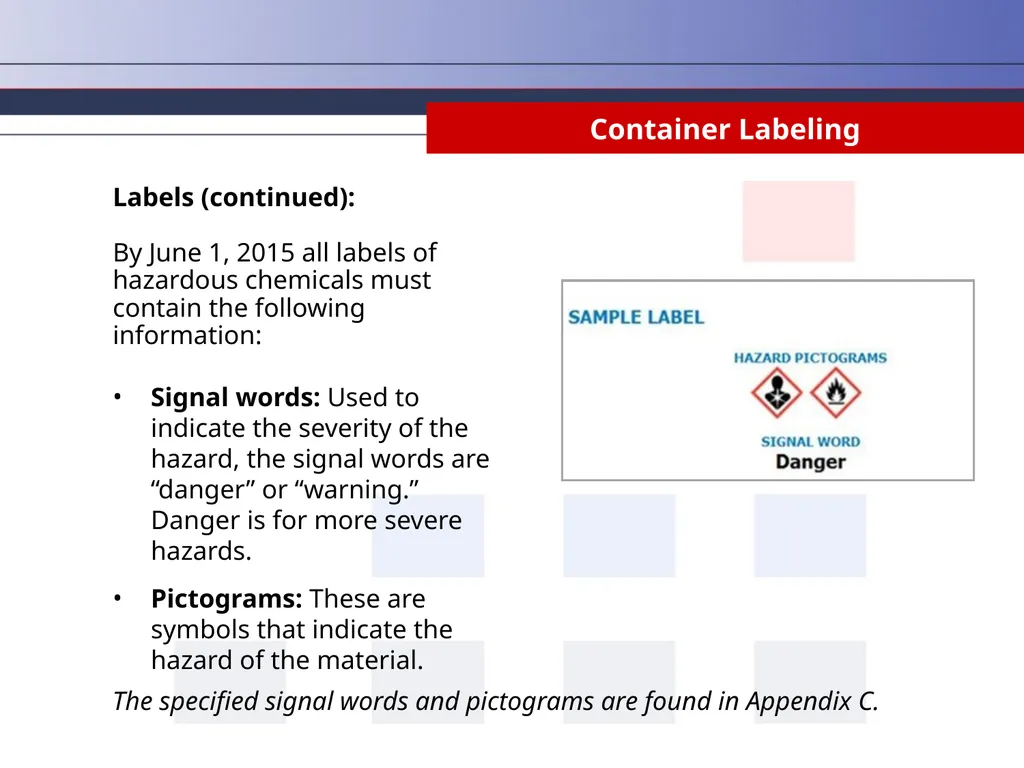Hazard Communication Why Take Hazard Communication - slide 25 of 36