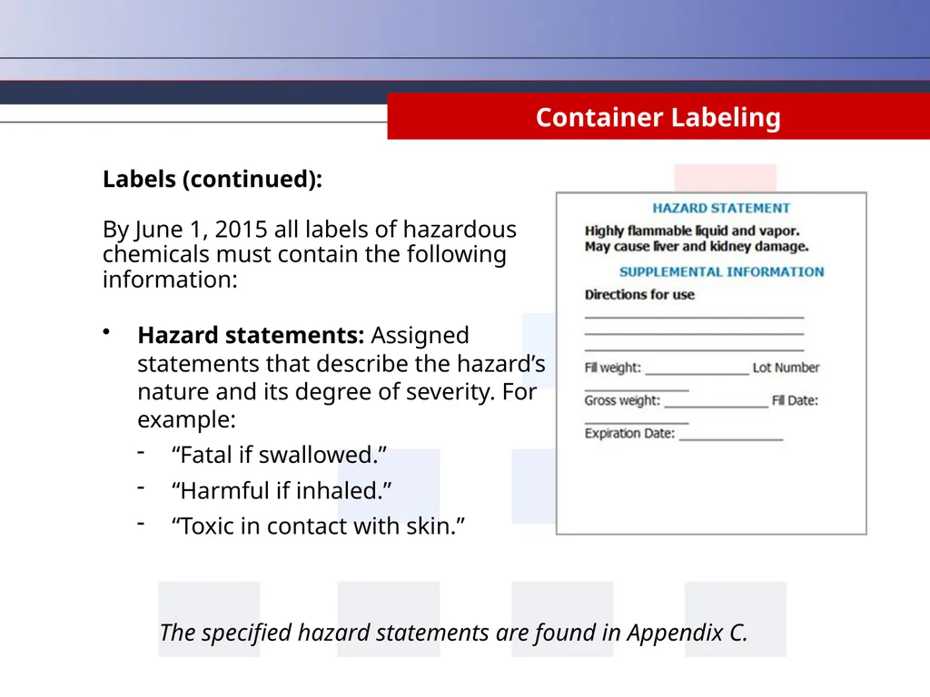 Hazard Communication Why Take Hazard Communication - slide 26 of 36