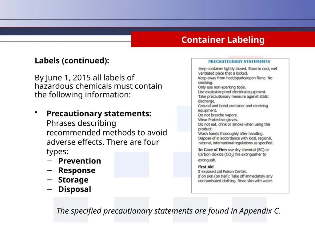 Hazard Communication Why Take Hazard Communication - slide 27 of 36