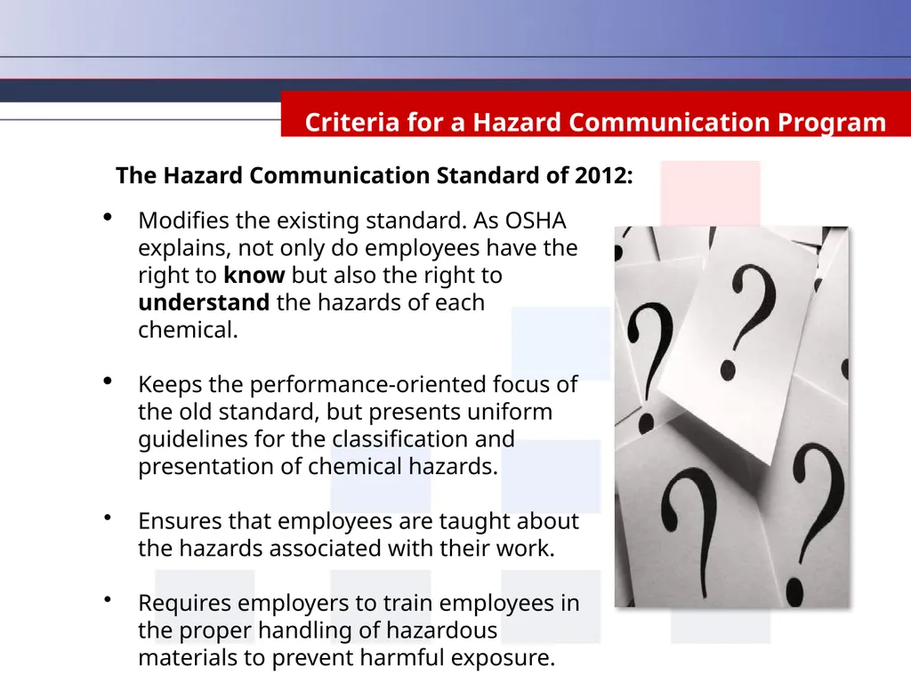 Hazard Communication Why Take Hazard Communication - slide 4 of 36