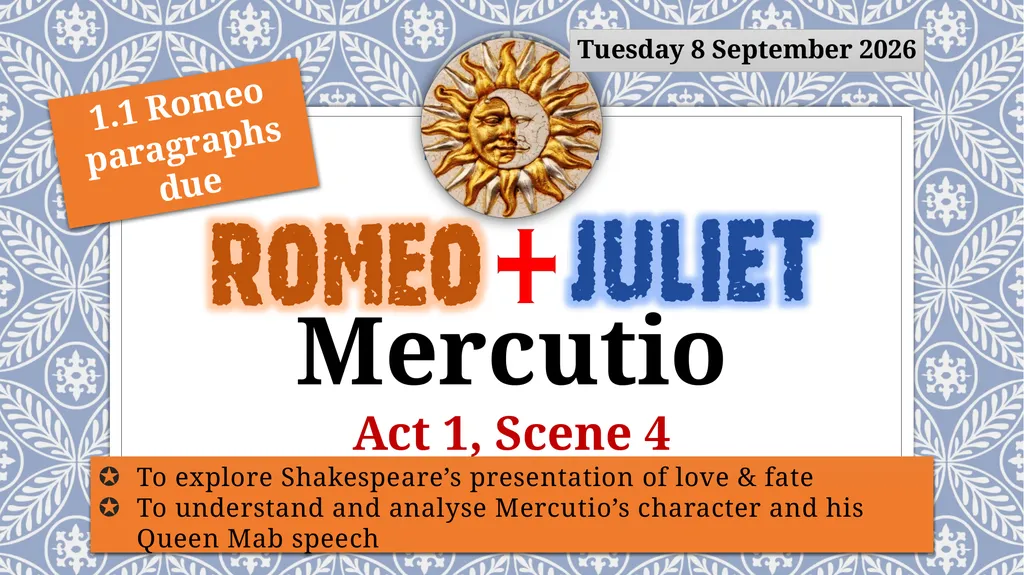 To explore Shakespeare’s presentation of love & - slide 1 of 15