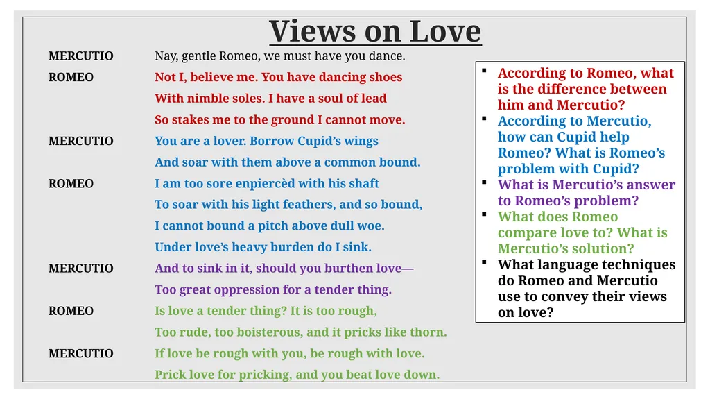 To explore Shakespeare’s presentation of love & - slide 6 of 15