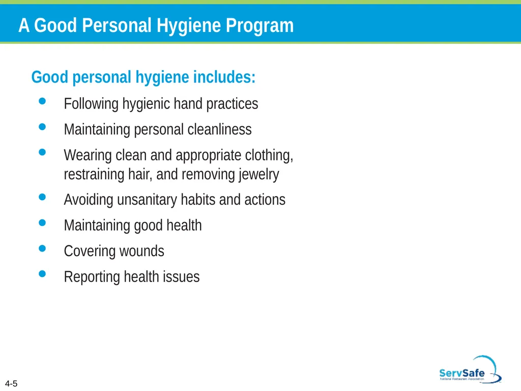 Personal Hygiene and Contamination Managers must - slide 5 of 106