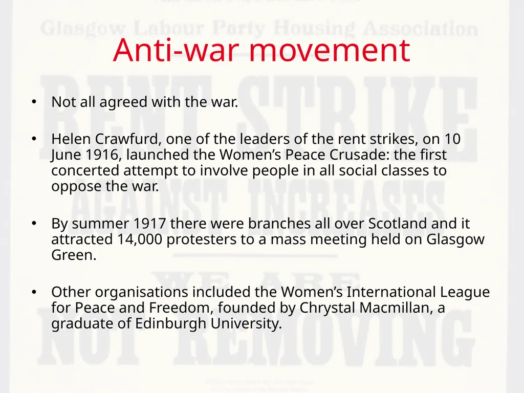 Glasgow Rent Strikes, 1915 By the end of the - slide 9 of 9