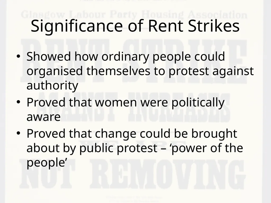 Glasgow Rent Strikes, 1915 By the end of the - slide 8 of 9