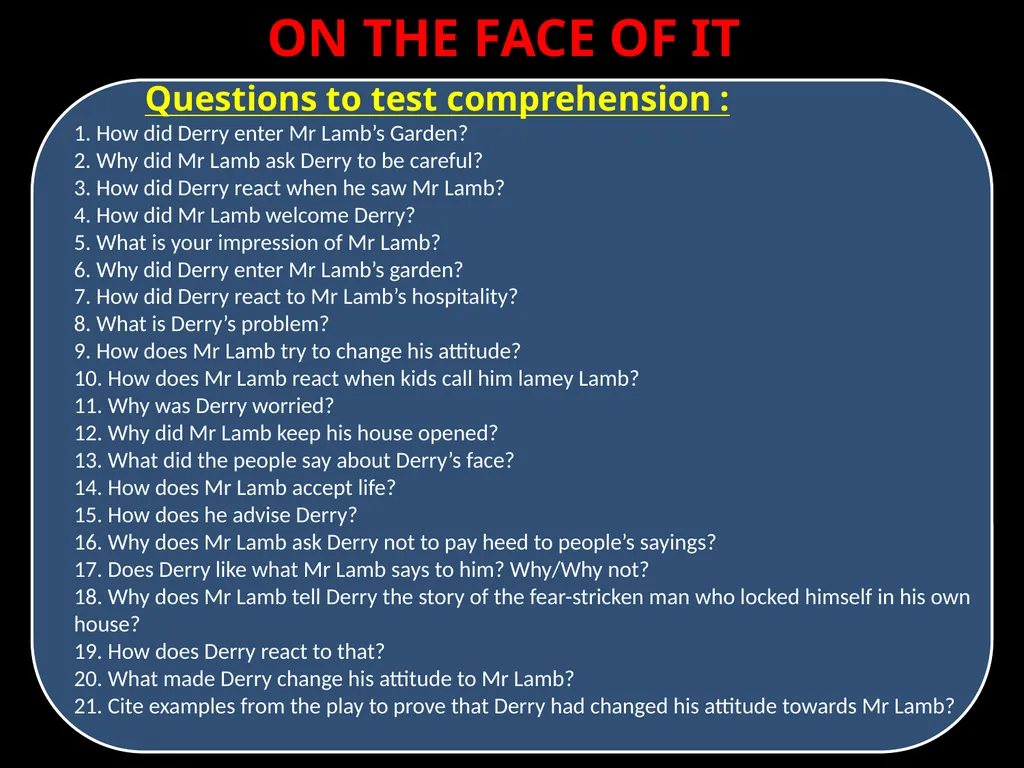 ON THE FACE OF IT Susan Hill Susan Hill was - slide 10 of 12