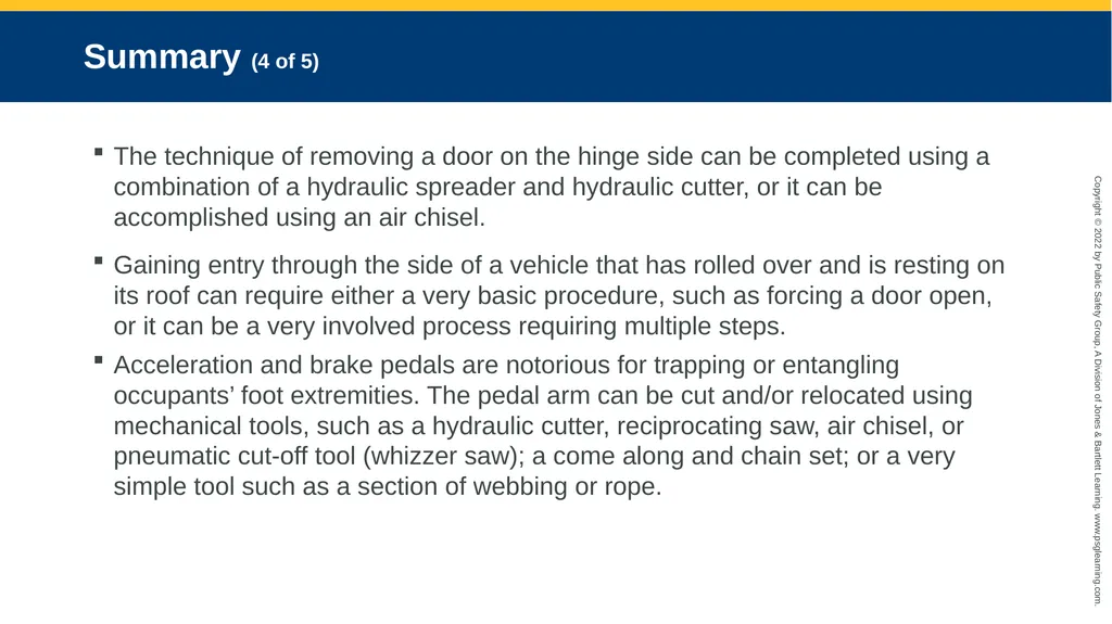 Alternative Extrication Techniques CHAPTER 10 - slide 41 of 42