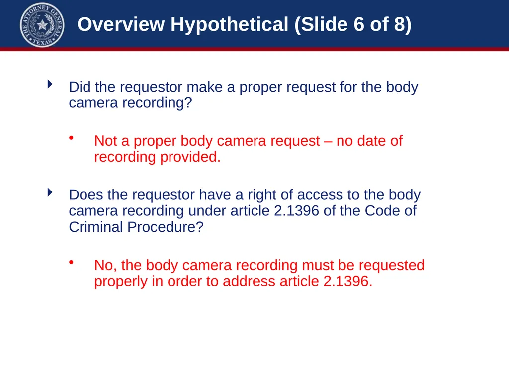 Law Enforcement: Body Worn Cameras Michelle Case - slide 53 of 56
