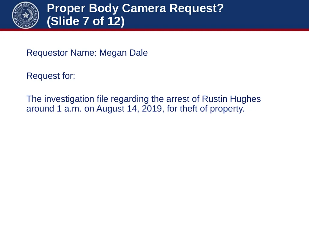 Law Enforcement: Body Worn Cameras Michelle Case - slide 12 of 56