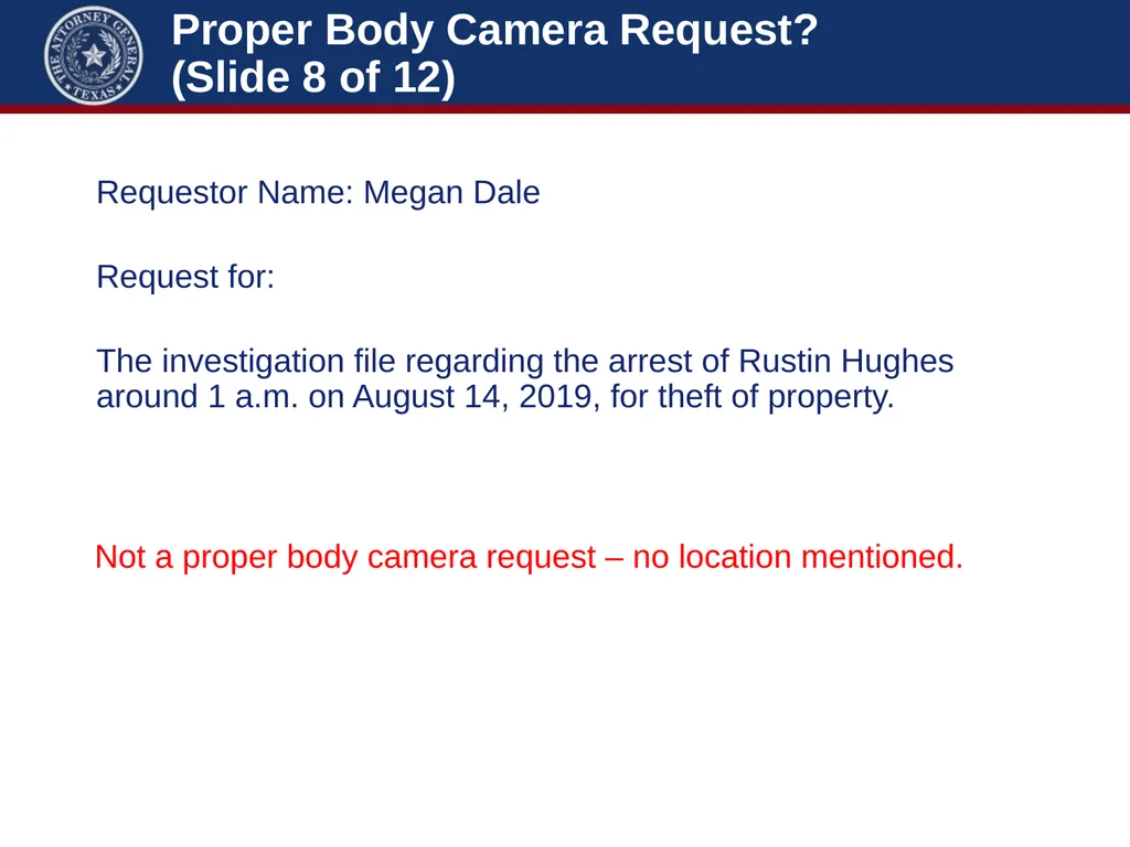 Law Enforcement: Body Worn Cameras Michelle Case - slide 13 of 56