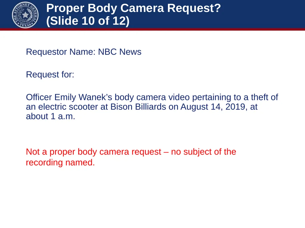 Law Enforcement: Body Worn Cameras Michelle Case - slide 15 of 56