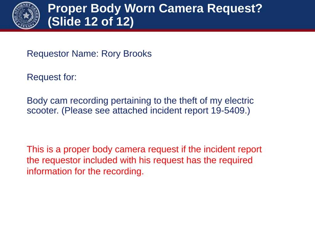 Law Enforcement: Body Worn Cameras Michelle Case - slide 17 of 56