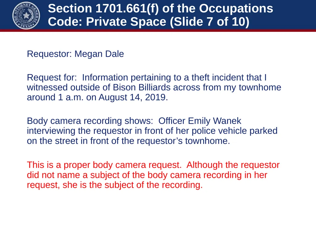 Law Enforcement: Body Worn Cameras Michelle Case - slide 39 of 56