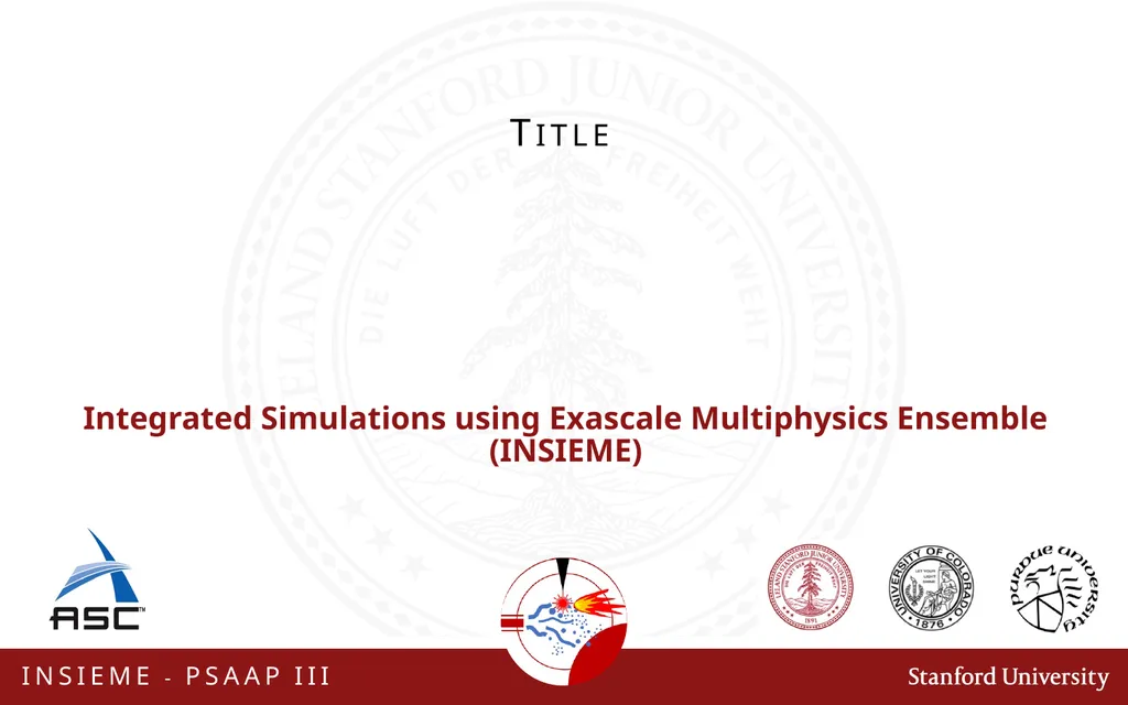 Integrated Simulations using Exascale Multiphysics - slide 1 of 2