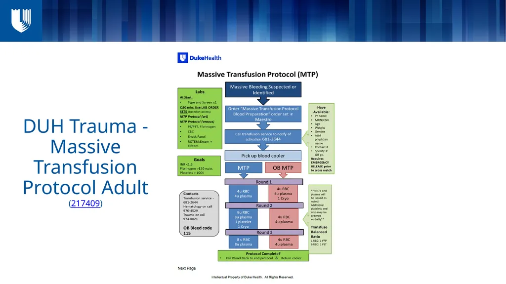 Massive Transfusion ...and all things blood - slide 15 of 27