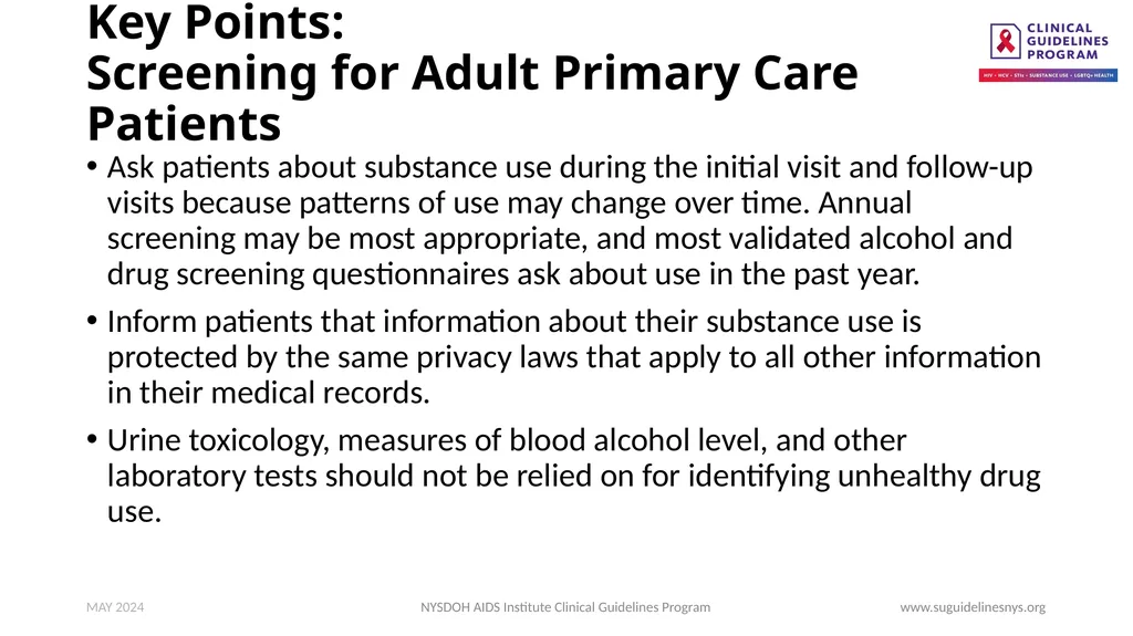 Substance Use Screening, Risk Assessment, and Use - slide 7 of 19
