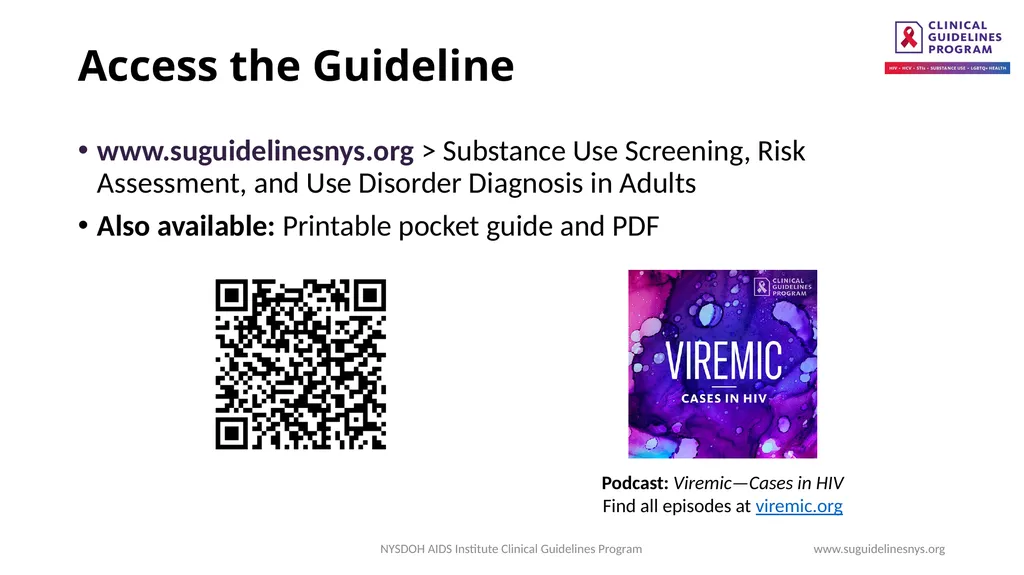 Substance Use Screening, Risk Assessment, and Use - slide 19 of 19